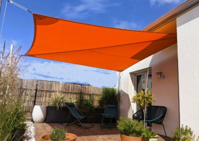 Voile d'ombrage orange extérieure